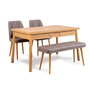 Hanah Home Costa Atlantice-Grey Conjunto de Mesa y Sillas Comedor Pino Atlántico Gris Terciopelo Espuma, 120x75x77cm